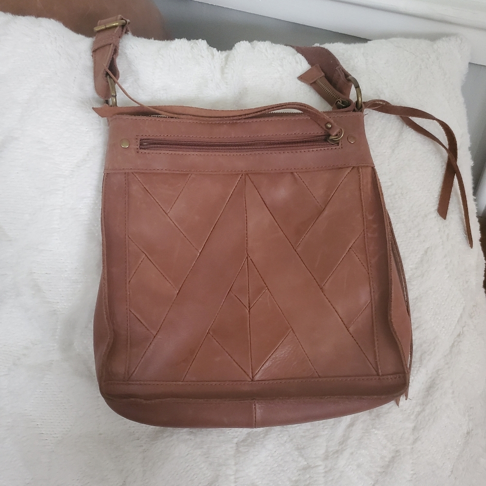 LUCKY BRAND brown leather crossbody bag